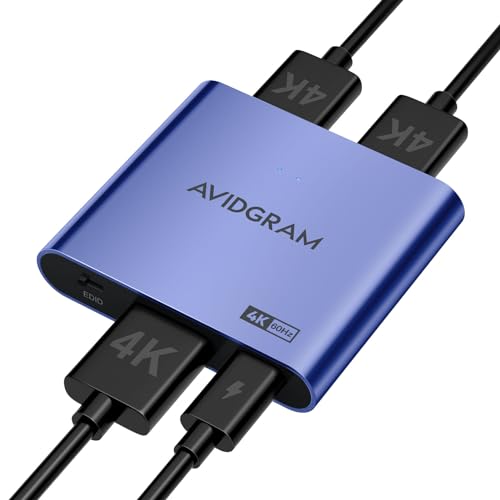 HDMI Splitter 1 In 2 Out 4K 60Hz 4:4:4, AVIDGRAM HDMI 2 Port Splitter with Copy, Downscaler, and Auto Mode for Dual Identical Display, Compatible with Xbox, PS4 Pro, PS5 (Purple) von AVIDGRAM