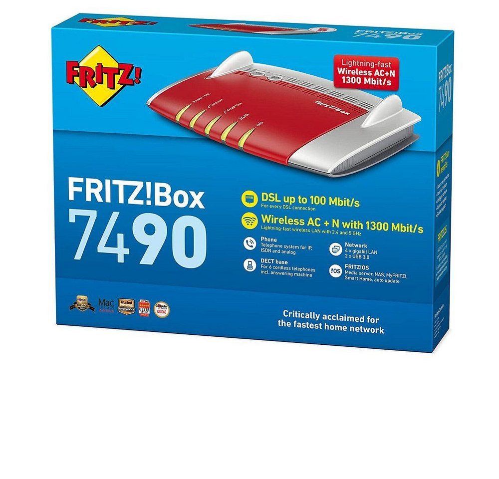 AVM FRITZ!Box 7490 WLAN Router mit integriertem DSL Modem WLAN-Router WLAN-Router von AVM