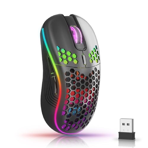 Kabellose Gaming Maus Aufladbar,AVMTON Kabellose Gaming Maus mit Wabenstruktur,Kabellose Gaming Maus Wabenschale,Kabellose Bluetooth Gaming Maus,Kabellose Gaming Maus mit Usb,fur Freizeit Unterhaltung von AVMTON