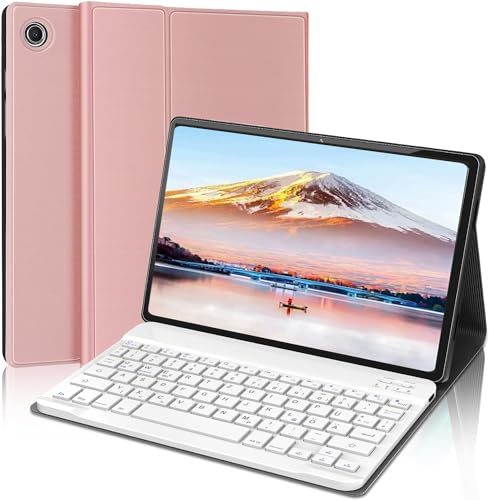 AVNICUD Tastatur Hülle für Samsung Galaxy Tab A8 - Deutsche QWERTZ Tastatur Magnetische Kabelloser Bluetooth Abnehmbare Tastatur für Samsung Galaxy Tab A8 10.5 2021 SM-X200 SM-X205, Roségold von AVNICUD