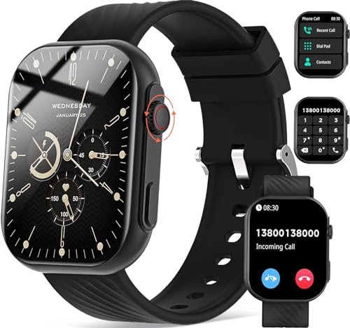 AVUMDA Smartwatch Herren mit Telefonfunktion, 2.01'' HD Smart Watch, Fitnessuhr Blutdruck-, Pulsuhr, Schlafmonitor Schrittzähler, 123 Sportmodi Sportuhren, IP68 Armbanduhr für Android iOS, ZL80-B von AVUMDA