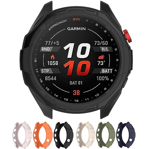 AWADUO Kompatibel mit Garmin Approach S70 42mm TPU Schutzhülle, Smartwatch Schutzhülle Shell Weiche und langlebige Uhrenzubehör (schwarz) von AWADUO