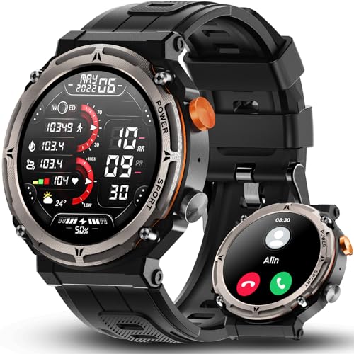 AWSENS Smartwatch Herren mit Telefonfunktion, 1.39" Militär Smart Watch mit 100 Sportmodi Sportuhr, IP68 Wasserdicht, Pulsmesser, Schlafmonitor, Schrittzähler, Spo2, Fitness Tracker für Android IOS von AWSENS
