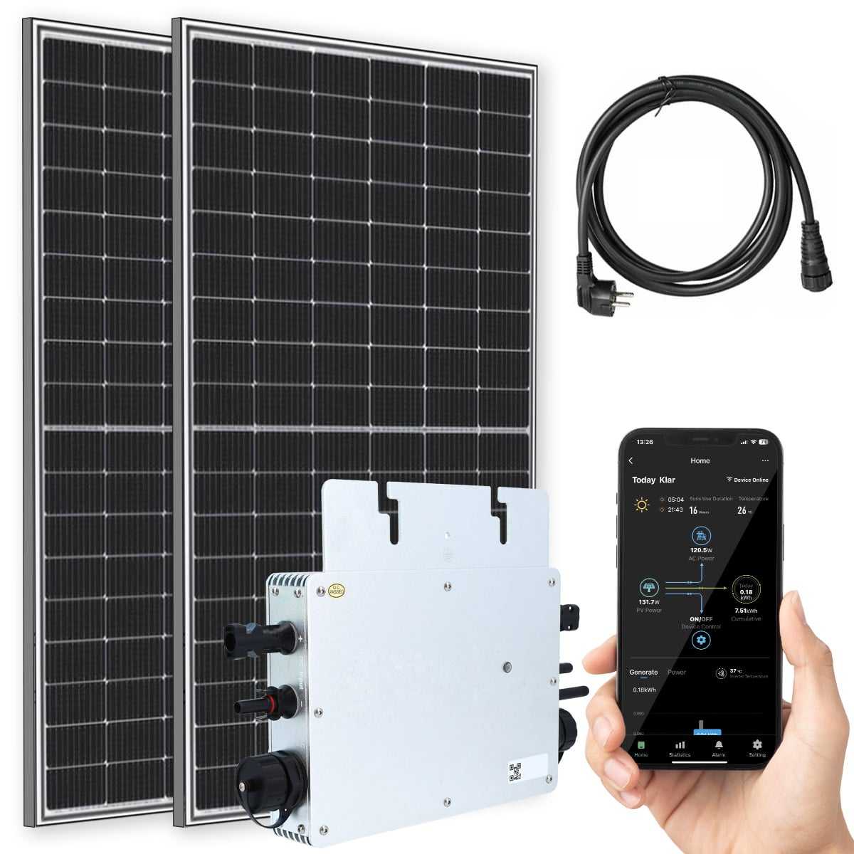 TW-SOLAR / Hoymiles Balkonkraftwerk 830W/600W Set (2x415W PV-Module 600W Wechselrichter WiFi) von AX Technology