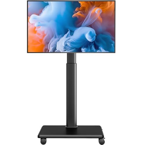 Universal Boden-TV-Ständer, Rolling Floor TV Mount mit Rädern, 80 Grad schwenkbar höhenverstellbar für 27 bis 65 Zoll LCD LED OLED TVs, hält bis zu 88 lbs Mobile Monitor Stand, Max VESA 400x400mm von AX WABER