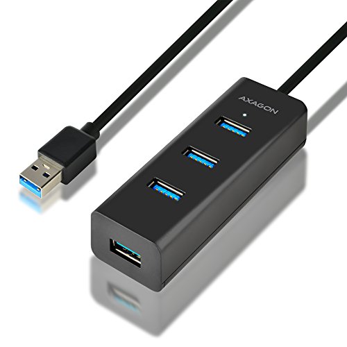 AXAGON HUE-S2BL - USB3.0 4-Port Charging HUB, inkl. microUSB Input, 1,2m Kabel von AXAGON ECO