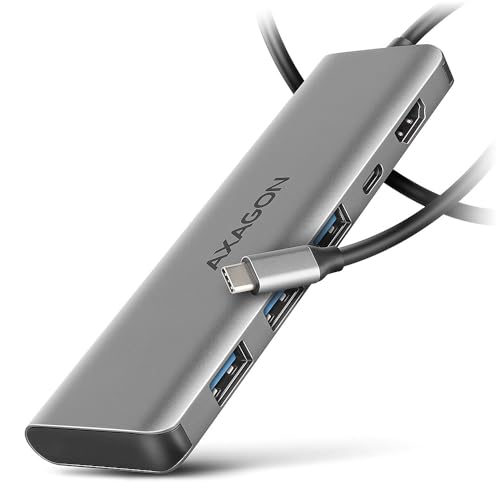 AXAGON HMC-5H USB-C 3.2 Gen 1 hub, 3X USB-A, 4K HDMI, PD 100W - Silber von AXAGON