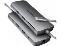 Axagon HMC-8HLSA Multi-port USB-C 3.2 Gen 1 Hub, 3x USB-A + 4K/30Hz HDMI + SD/Micro SD, GLAN, Audio, PD 100W, 20cm USB-C kabelis von AXAGON