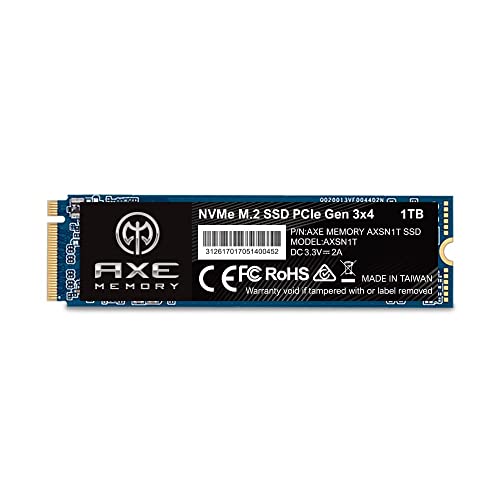 AXE MEMORY 1 TB NVMe M.2 2280 PCIe Gen 3x4 Interne Solid State Drive (SSD) von AXE Memory