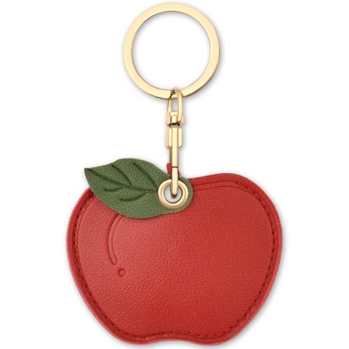 AXFEE AirTag Schutzhülle, Leder Keyring Kompatibel mit Mini A-pple, Hülle Case, Cover mit Schlüsselanhänger, Apfel von AXFEE