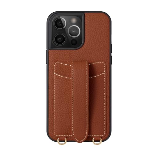 AXUEQIN Schutzhülle für iPhone 15 Pro Max/15 Pro/15 Plus/15, Top Litchi Grain Echtlederhülle mit Bargeldkartenfach, ultradünn, Premium-Retro-Handyhülle (15 Pro Max, F) von AXUEQIN