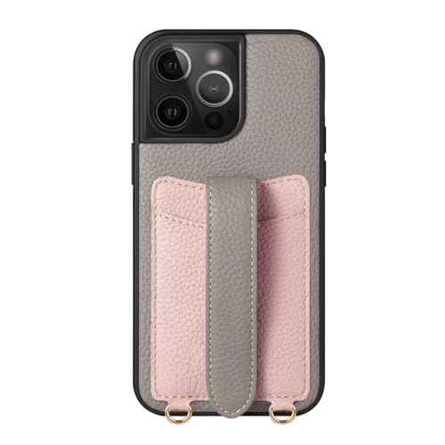 AXUEQIN Schutzhülle für iPhone 15 Pro Max/15 Pro/15 Plus/15, Top Litschi Grain Echtlederhülle mit Bargeldkartenschlitz, ultradünn, Premium-Retro-Handyhülle (15 Plus, J) von AXUEQIN