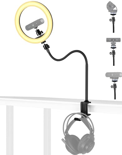 AYIZON Brio Webcam-Selfie-Lichtständer, 61 cm faltbare Halterung und 26 cm Ringlicht mit Kopfhörerhaken, kompatibel mit Logitech Brio 4K, 100, 101, 301, 300, 500, C270, C310, C505 Webcams von AYIZON