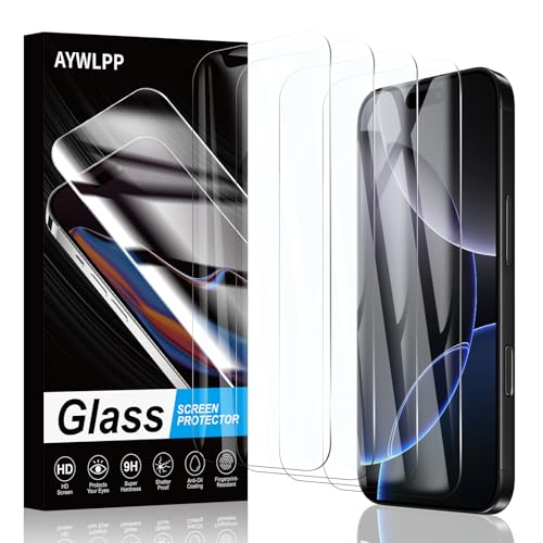 AYWLPP Displayschutzfolie für iPhone 16 Pro Max, 4 x gehärtete Glasfolie, ultra-langlebig, 9H-Härte, kratzfest, blasenfrei, hohe Empfindlichkeit, schlagfest von AYWLPP