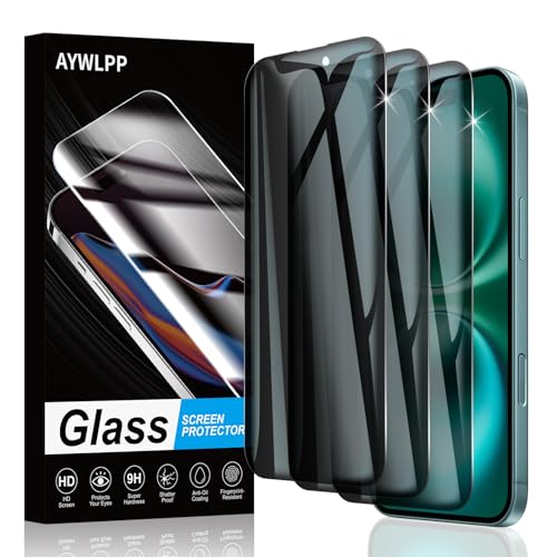 AYWLPP Sichtschutz für iPhone 16 Plus Zubehör, Anti-Spy Panzerglasfolie, Ultra Langlebig 9H Härte, Anti-Kratzen, Blasenfrei, Einfache Installation, 3 Stück Jeweils von AYWLPP