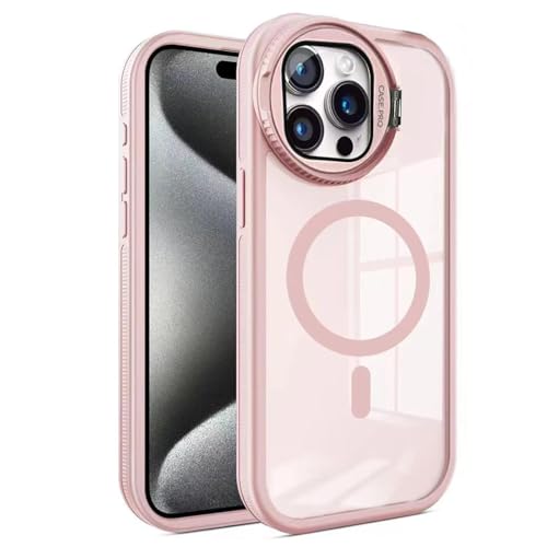 AZMINI-Schutzhülle Für iPhone 16 Pro Max/16 Pro/16 Plus/16, Sturzsichere Kabellose Lade Handytasche Flip Kamera Ständer Schlanke Handyhülle Transparente Nicht Vergilbende Hülle(Pink,16) von AZMINI