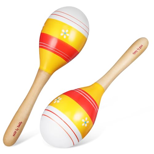 Abaodam 1 Bunte Maracas- Maracas Handperkussionsrasseln Maracas für Kleinkinder 1-3 interaktives musikinstrumente kleine hölzerne Maracas -Sandhammer von Abaodam