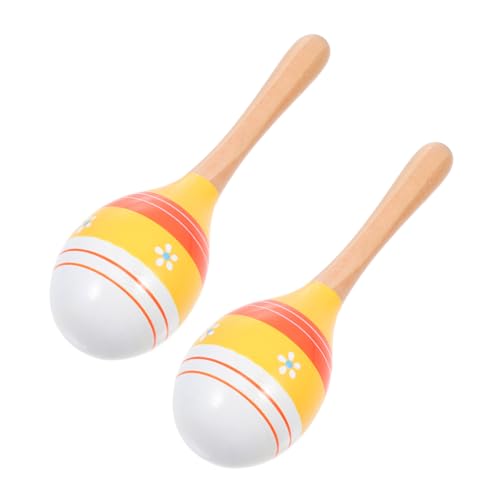 Abaodam 2st Gestreifte Cartoon-maracas Lernspielzeug Für Babys Musik Shaker Shaker-musik Shaker-instrument Musikspielzeug Für Kinder Musikinstrument Schlaginstrument Holz Yellow von Abaodam