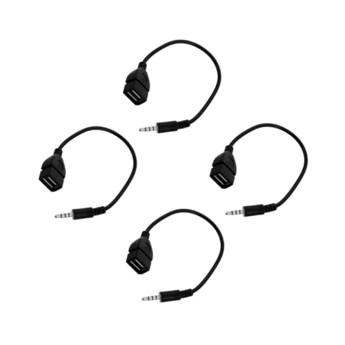 Abaodam 4 Stück Auto-audiokabel Werkzeug Zum Abspielen Von Musik Audio-extender Audiokabel Männlich Auf Weiblich Usb-adapter Musikkonverter Audio-buchsen-extender Black Kupferkabel von Abaodam