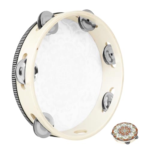 Abaodam Handtrommel Schlaginstrument Rhythmusinstrument Musikinstrument Handschlagzeug Klanginstrument schöne Tamburine handgehaltene Tamburin-Trommel Tamburin für Band Tambourin Pu von Abaodam