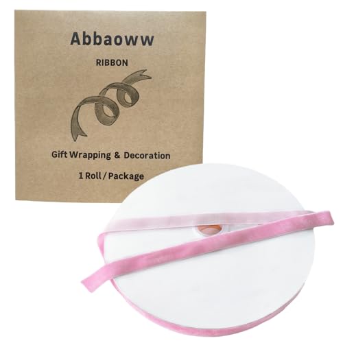 Abbaoww 9,1 m rosa Samtband, 0,9 cm, einseitiges Samtband für Weihnachtskranz, Dekoration, Geschenkverpackung, DIY-Projekt, Schleifenherstellung (Rosa, 1,9 cm) von Abbaoww