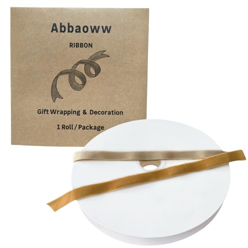 Abbaoww Samtband für Weihnachtskranz, Dekoration, Geschenkverpackung, DIY-Projekt, Schleifenherstellung, Khaki, 9,1 m, 2,5 cm von Abbaoww