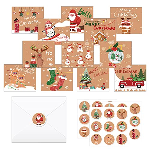 Abbto Weihnachtskarten mit Umschlägen | verschiedene Weihnachtskarten in Box mit 24 Designs, Weihnachtsgrußkarten lose mit Aufklebern für Freunde, Familie und Verwandte von Abbto