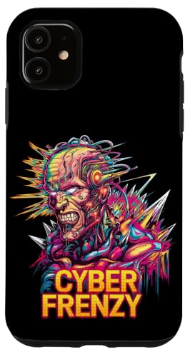 Hülle für iPhone 11 Psychedelische Cyberpunk-Cyber Frenzy Trippy Regenbogen-Kunst von Abstract Festival Rave EDM Party Streetwear Tees