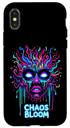 Hülle für iPhone X/XS Psychedelisches buntes, trippiges Regenbogenspektrum, Chaos Bloom von Abstract Festival Rave EDM Party Streetwear Tees