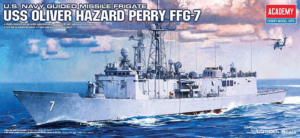 U.S. Navy Guided Missile Frigate USS Oliver Hazard Perry FFG-7 U.S. Navy Guided Missile Frigate USS Oliver Hazard Perry FFG-7 von Academy Plastic Model