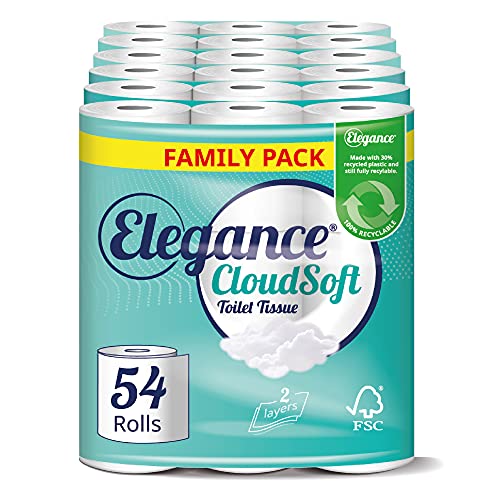 Elegance Cloud Toilettenpapier, weich, 9 Packungen x 6 Rollen, insgesamt 54 Rollen von Elegance
