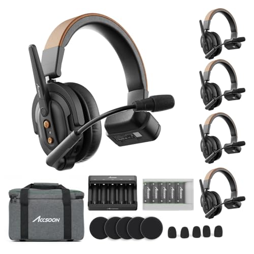 Accsoon - Como SE 1H4R Kit (1 H + 4 R) - Beinhaltet EIN Host-Headset und Vier Remote-Headsets - Ergonomisches Design - 400 Meter Reichweite von Accsoon