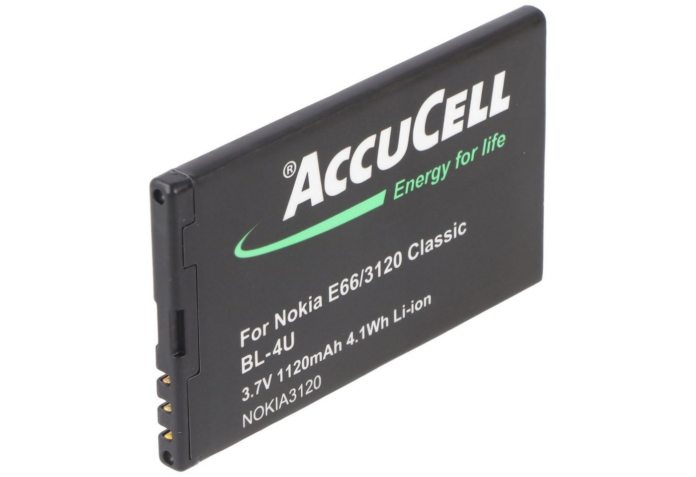 AccuCell Li-Ion-Akku 900mAh 3.7V für Nokia BL-4U, BL-4UV, MP-S-V, N4U85T, TB-B Akku von AccuCell