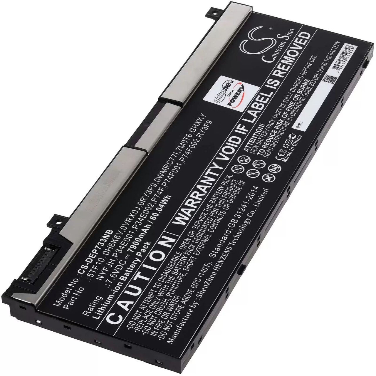 Akku passend für Laptop Dell Precision 7330, Precision 7530, Typ 5TF10 - 7,6V - 7900 mAh von AccuCell