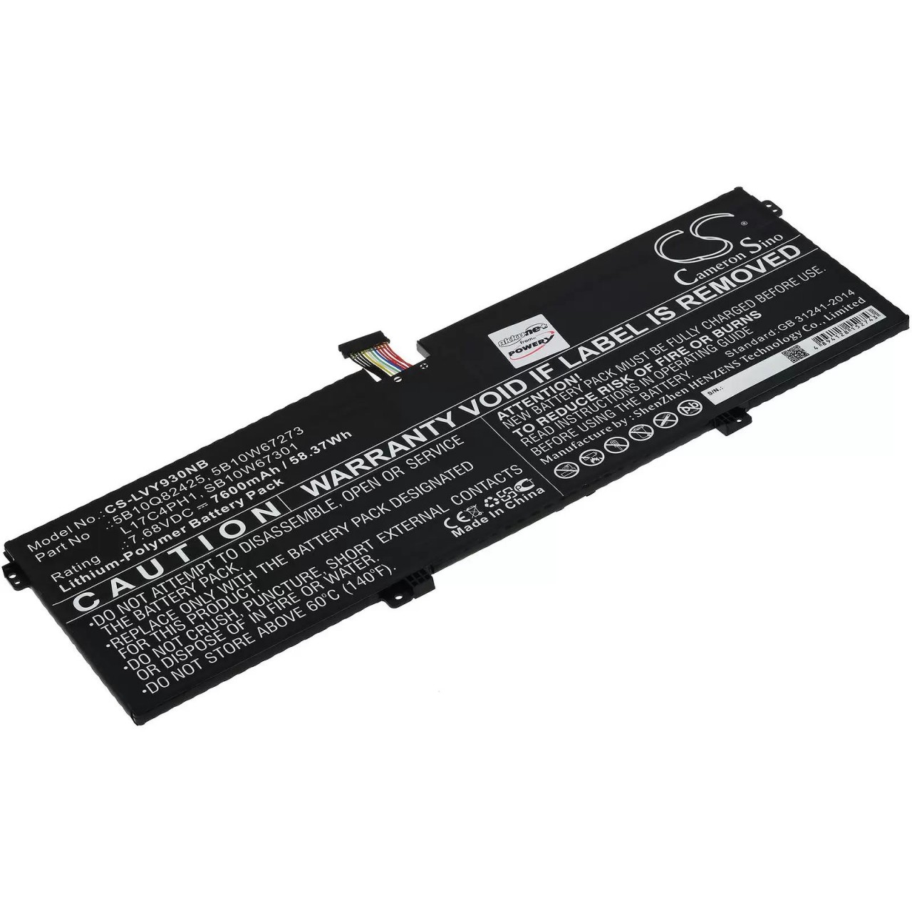 Akku passend für Laptop Lenovo Yoga 7 Pro, Yoga C930-13IKB, Typ L17C4PH1 u.a. - 7,68V - 7600 mAh von AccuCell