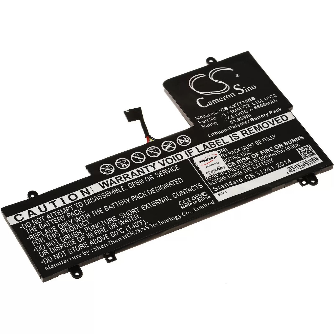 Akku passend für Laptop Lenovo Yoga 710 15", Yoga 710-15ISK, Typ L15M4PC2 u.a. - 7,64V - 6800 mAh von AccuCell