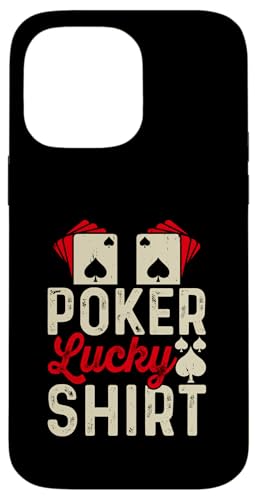 Hülle für iPhone 14 Pro Max Lucky Poker Shirt mit kräftigen roten und schwarzen Ass-Karten Design von Ace High Apparel