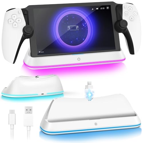 AceGamer RGB Charging Dock Ladeständer für P5 Portal,tragbare Ladestation für P5 Portal Konsolen Zubehör mit 7 Beleuchtungsmodi und Typ-C-Kabel Schnelllade mit Licht(White) von AceGamer