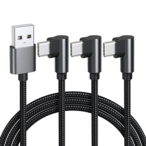 USB C Kabel 2m[3Stück], Nylon 3A Schnellladekabel USB auf USB C Kabel 90 Grad Winkel Kompatibel für Samsung Galaxy S21 S20 S10 S9 S8 Plus,Note10/9/8,M31 M30s M20,A20e A71 A52 A51 A50 A40 A10,Mi9/8-2 m von Acecene