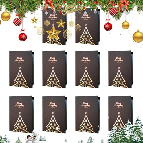 Aceirropy Weihnachtskarten,Weihnachtsgrußkarten - 10er-Pack Weihnachtskarten zur Begrüßung | Frohe Weihnachtskarten, Weihnachtskarten stempeln, Feiertagspostkarten für das neue Jahr von Aceirropy