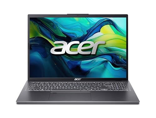 Acer Aspire 16 (A16-51GM-53Q3) Laptop | 16" WUXGA IPS Display | Intel Core 5 120U | 16 GB RAM | 512 GB SSD | NVIDIA Geforce RTX 2050 | Windows 11 | QWERTZ Tastatur | grau von acer