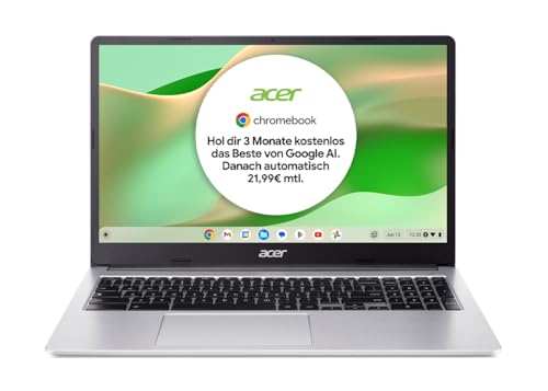 Acer Chromebook 315 (CB315-4H-C2UW) Laptop | 15,6" FHD Display | Intel Celeron N4500 | 4 GB RAM | 64 GB eMMC | Intel UHD Graphics | Google ChromeOS | Silber von Acer