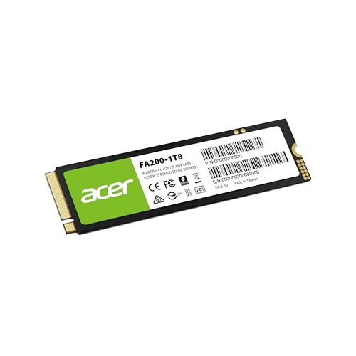 Acer FA200 NVMe Gen4 SSD 1 TB, PCIe 4.0, M.2 2280, 7200 Lesegeschwindigkeit, internes Solid-State-Laufwerk für Laptop, Desktop-PC und PS5 - BL.9BWWA.124 von Acer