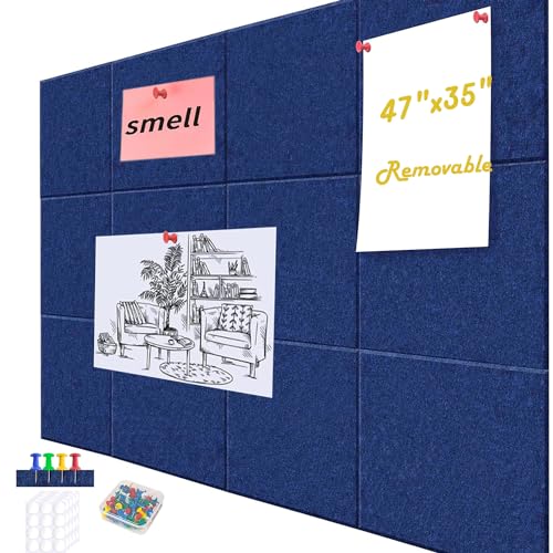 Acidea Große Filz Pinnwand Selbstklebend, 120x90cm, 12Stück Filzboard Memotafeln, 30x30cm Memo Boards Bulletin Board Wanddekoration für Büro Küche von Acidea