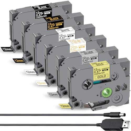 Acmerota TZe-335 Schriftband für Brother PTouch TZe-231 TZe-334 TZe-931 TZe-831 Tze-134, 12 mm x 8 m, Schriftbänder für PTouch H110 H105 PT-D200 D400 D600 PT-H101GB PT-H101C PT-H100R PT-H101LB von Acmerota