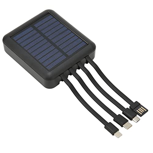 20.000 MAh wasserdichte Solar-Powerbank mit 4 USB-Anschlüssen für Outdoor-Aktivitäten – Geeignet für Telefone, Tablets und Mehr – Langlebiges ABS-Material (Black) von Acouto