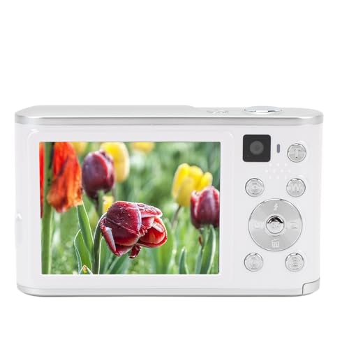 48 MP 4K-Digitalkamera, 2,8-Zoll-IPS-Bildschirm mit Dual-Kamera, Kompakte Reisevideokamera mit Webcam-Funktion Zum Aufzeichnen Unvergesslicher Erlebnisse, 700-mAh-Akku (White) von Acouto