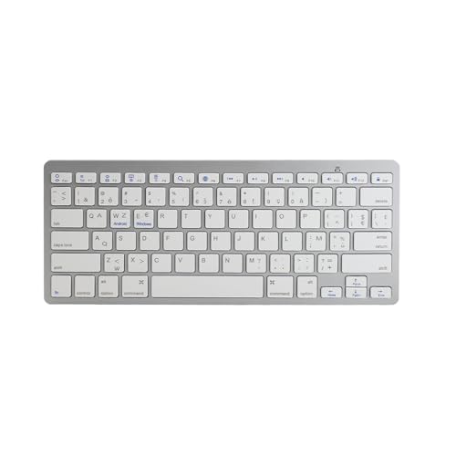 Acouto Ergonomische Kabellose -Tastatur, Stoßdämpfende, rutschfeste Pads, Stilvolles ABS-Material aus Schwarzer Aluminiumlegierung, Langes Tippen (Französisches AZERTY-Layout) von Acouto