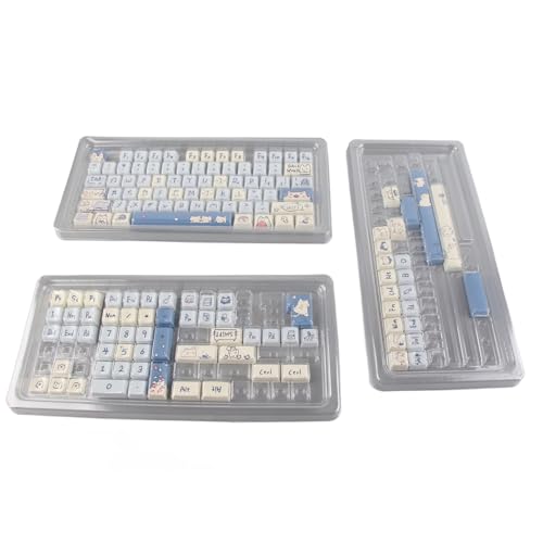 Acouto Mechanische Tastatur-Tastenkappen, Farbstoffsublimation, PBT, 148 Stück, Satte Farben, Gaming, Individuelle Tastenkappen, Cartoon-Stil für Heimwerker (Kätzchen) von Acouto