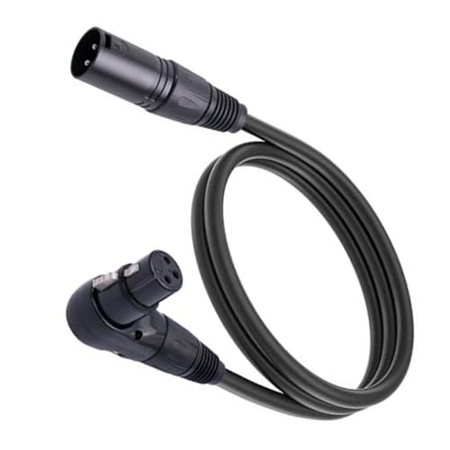 Acouto Rechtwinkliger XLR-auf-gerader XLR-Kabeladapter, Breite Kompatibilität für Keyboards, E-Pianos, Schlagzeug (1,8 m/6 Fuß) von Acouto